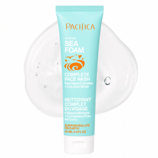 Pacifica Face Wash - Sea Foam Mini Travel Size, Skincare, Daily Gentle Foaming Cleanser, Makeup Remover, Face Cleanser, Skin Care, For Combination and Oily Skin, Vegan, 1.4 fl oz (1 Count)
