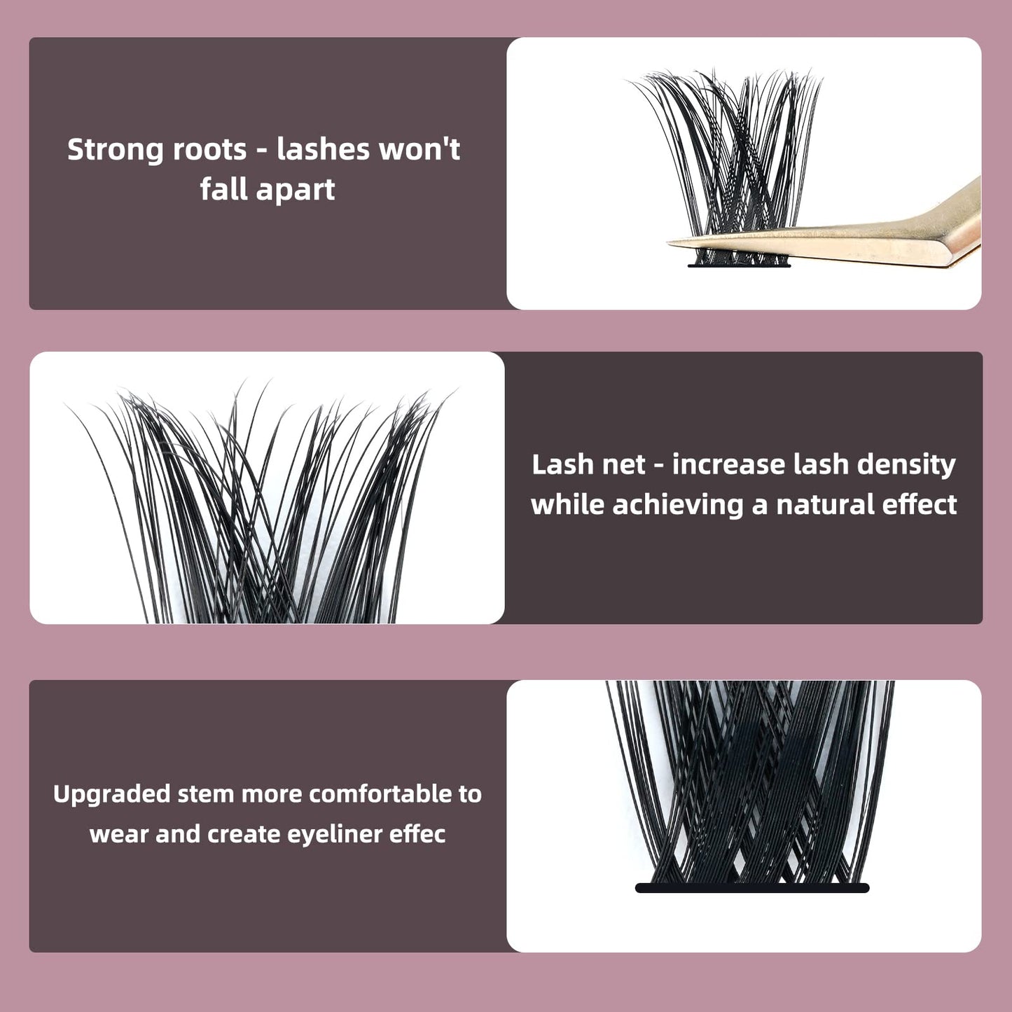 QUEWEL Cluster Lashes 72 Pcs Wide Stem Individual Lashes C/D Curl 8-16mm Length DIY Eyelash Extension False Eyelashes Honey01 Styles Soft for Personal Makeup Use at Home (Honey01-D-MIX8-16)