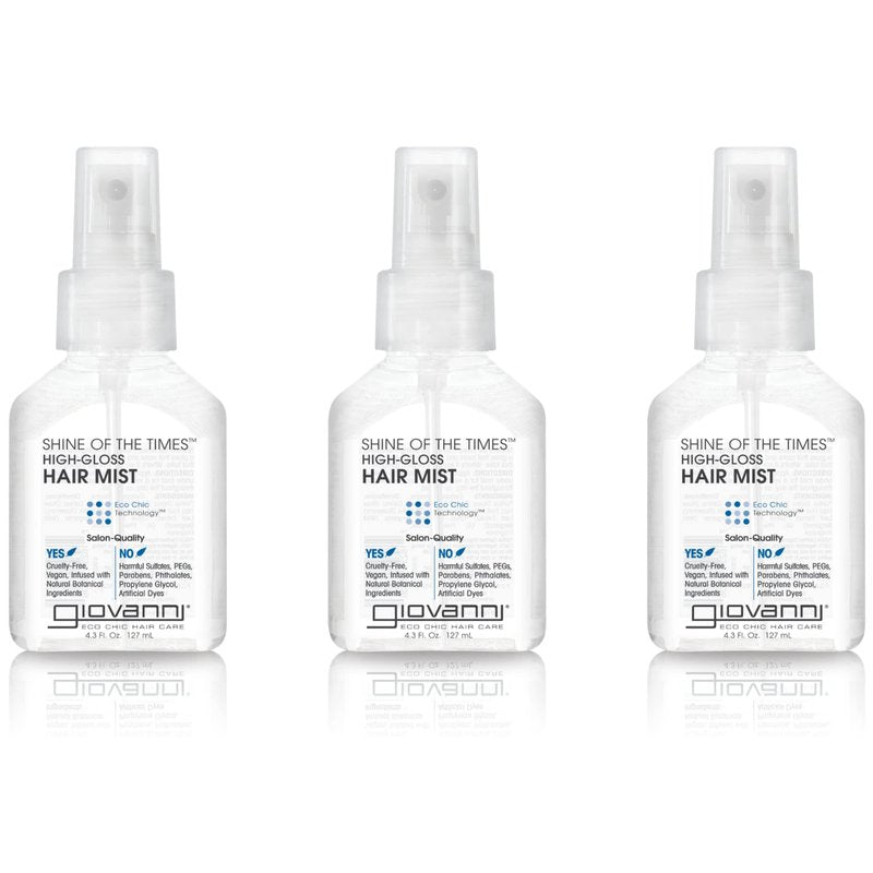 GIOVANNI Shine of the Times Finishing High-Gloss Hair Mist - Anti Frizz, Color Safe, Salon Quality, Cruelty-Free, No Parabens, Infused with Natural Botanical Ingredients - 4.3 oz (3 Pack)