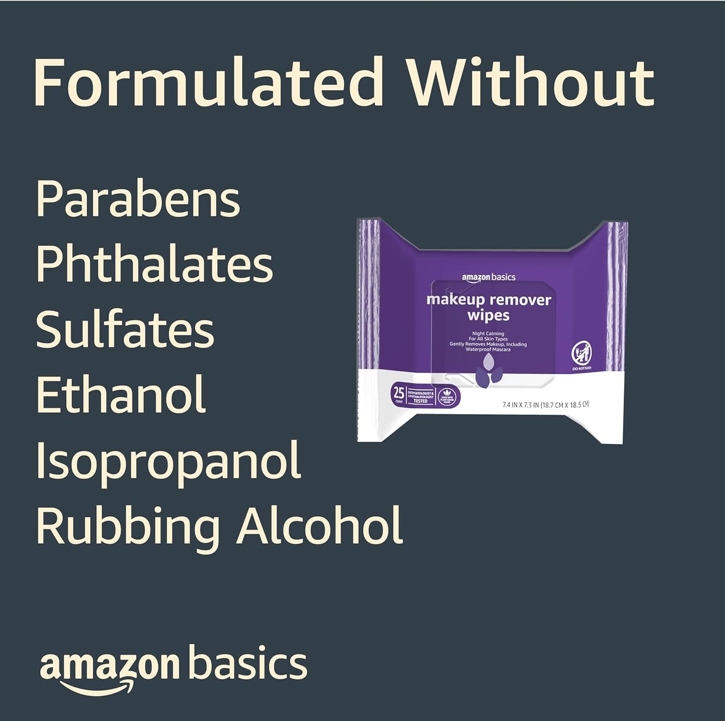 Makeup Remover Wipes - Gentle Cleansing, Alcohol-Free & pH Balanced | 25-Count, Night Calming, Plant-Based