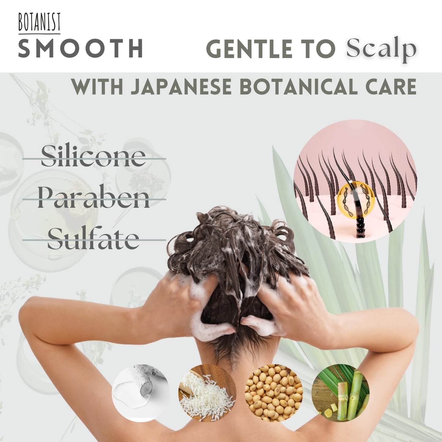 BOTANIST Moisturizing Shampoo and Conditioner Set for Frizzy Hair, Keratin Anti Frizz Shampoo & Conditioner, Sulfate Free & Argan Oil Shampoo and Conditioner for Women& Men from Japan 31.7Fl Oz SMOOTH