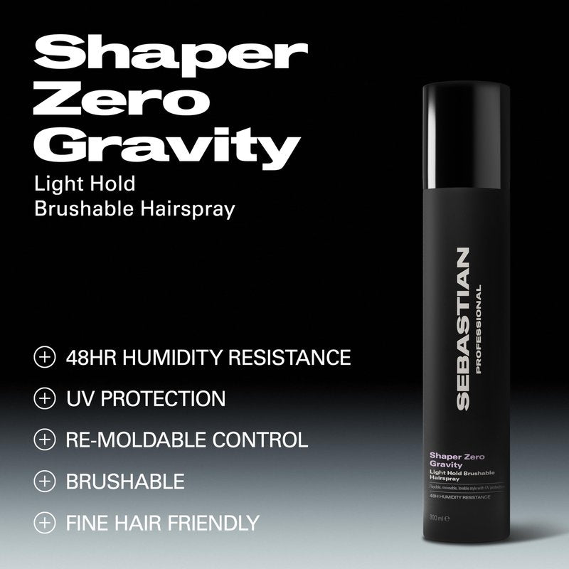 Sebastian Professional Shaper Zero Gravity Hairspray | Brushable-Lightweight, Flexible Hold | 10.6 oz | Packaging May Vary
