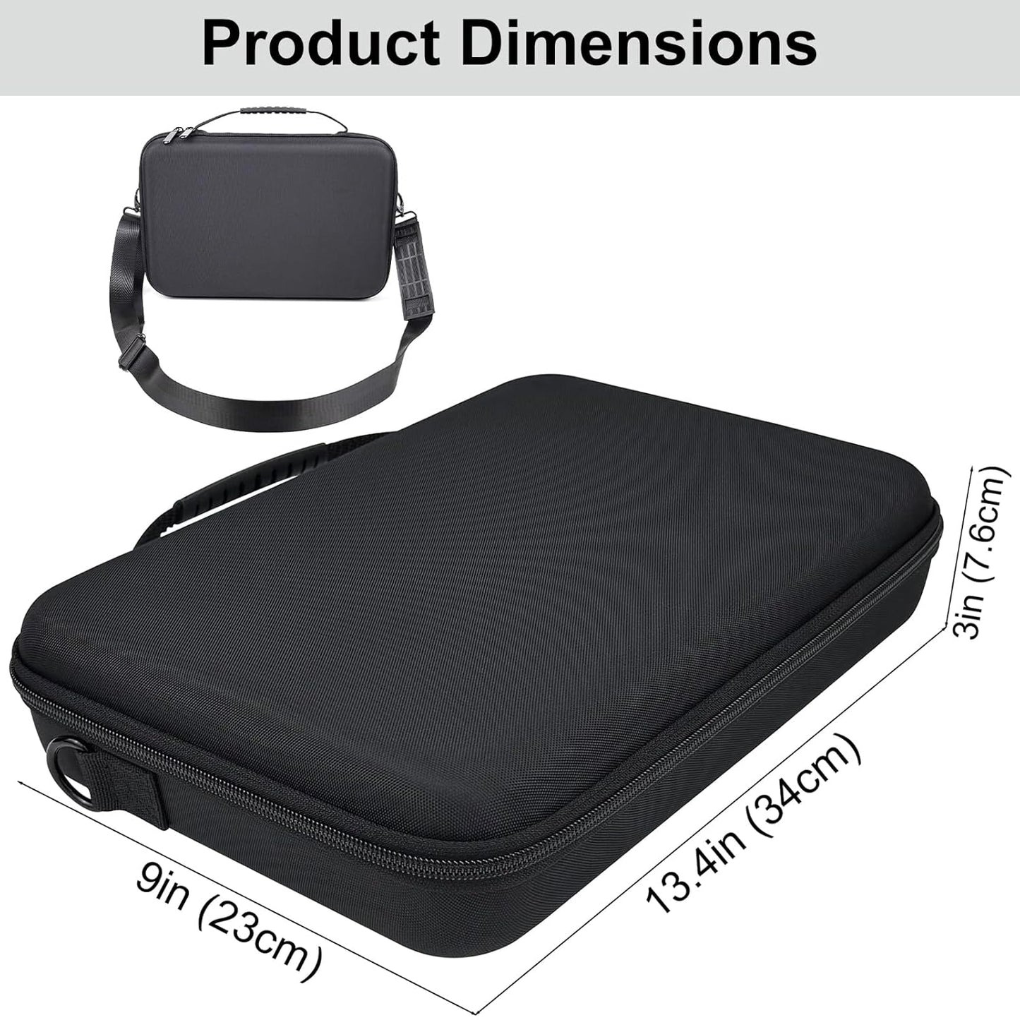 Hard Travel Barber Case - Large Clipper Storage Organizer with Adjustable Shoulder Strap | Black