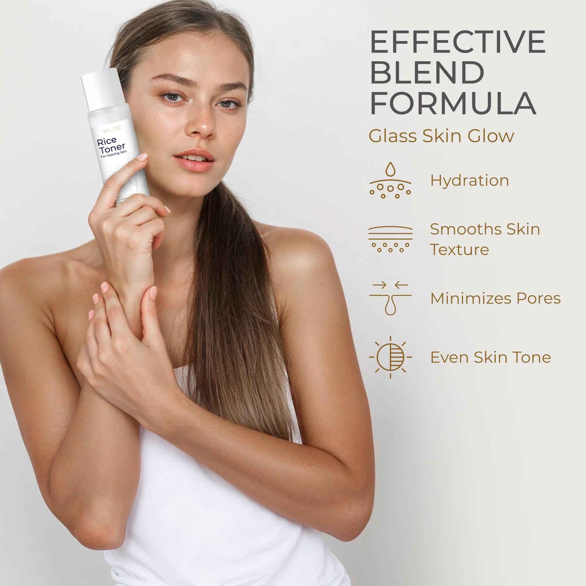 VALITIC Rice Toner - 75 Rice Extract Milky Toner for Face with Niacinamide, Heartleaf, Witch Hazel and Chamomile Essence - Facial Glass Skin Hydrating Skin Care - 200 ml, 6.76 fl oz