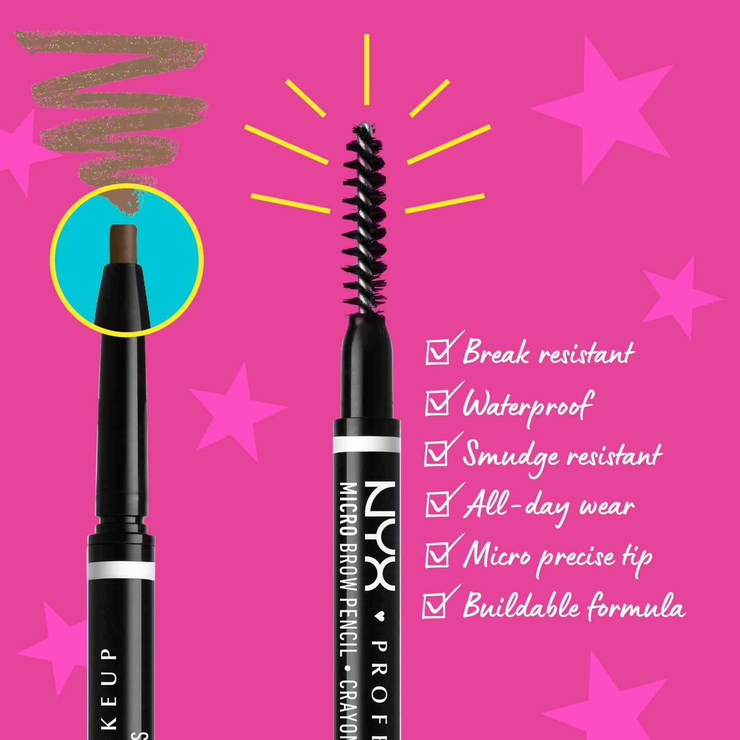 NYX PROFESSIONAL MAKEUP Micro Brow Pencil and Brow Glue Bundle - Chocolate and Clear