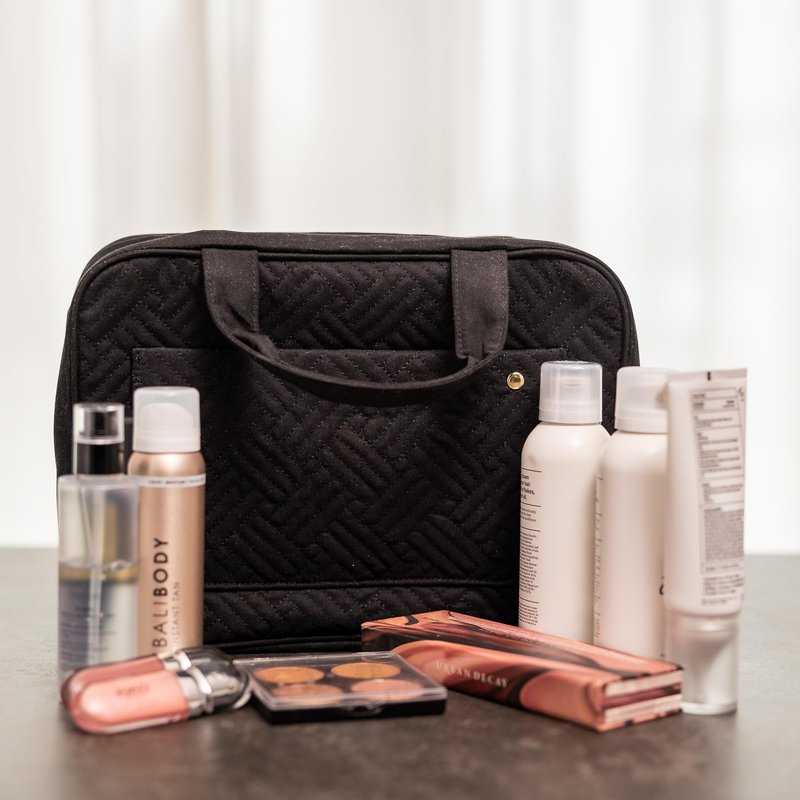 Carrywell (Not Made In China) Toiletry Bag Travel Bag with Hanging Hook, Makeup Organizer Case, Water-Resistant Cosmetic Bag For Full-size Containers, Toiletries, Black Large+