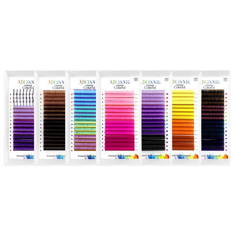 ABONNIE Colored Lash Extensions 16 Rows Cashmere lash extensions 0.07 D Curl 15mm Classic Lashes Extensions, Single Eyeash Extensions for Professional(0.07-D-Yellow Gradient 15mm）