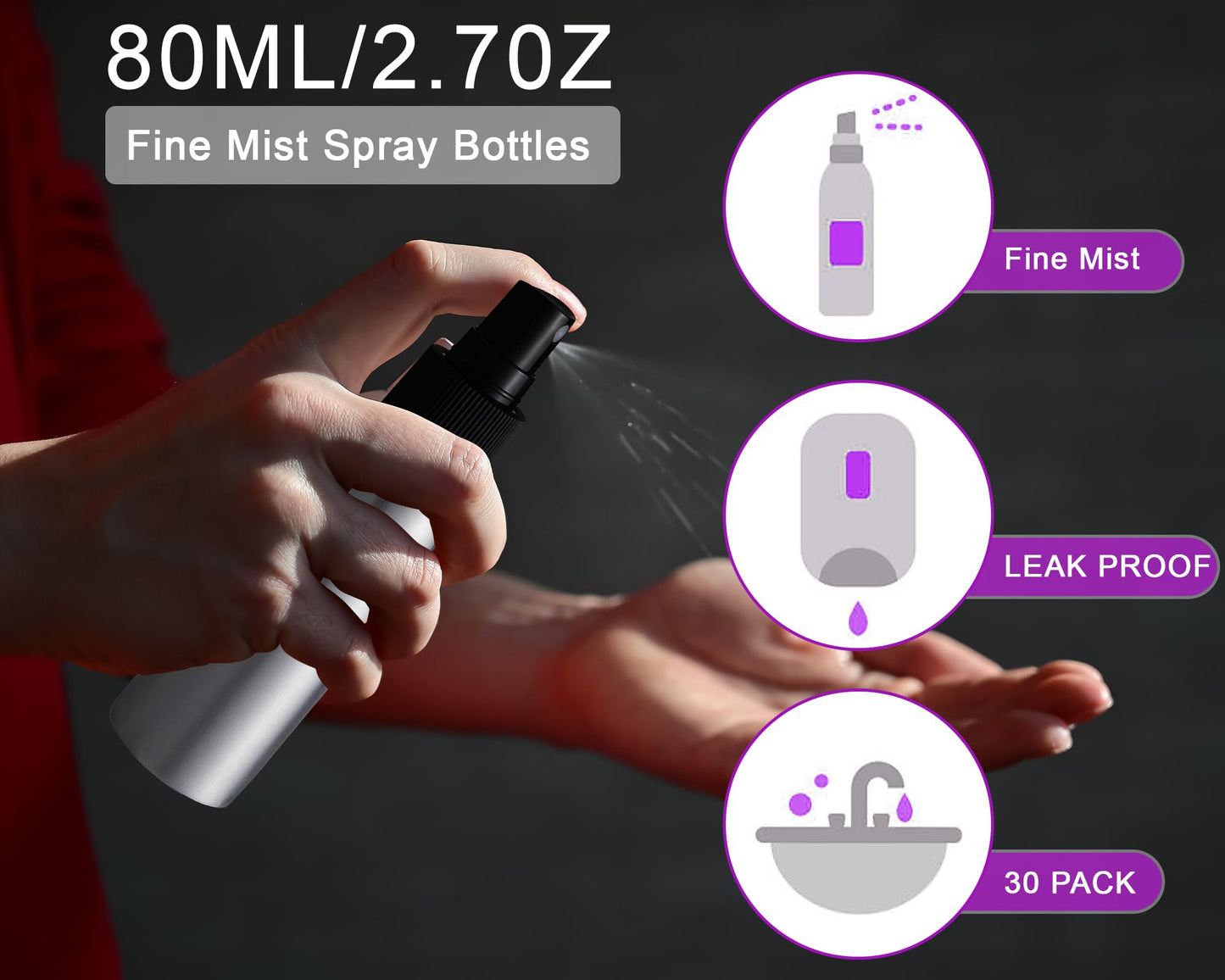 Tessco for you 2oz Aluminum Fine Mist Spray Bottles Reusable Metal Atomizer Bottles Empty Small Spray Bottle Storage Travel Size with Black Pump for Cosmetic Perfume Toner Face Essential Oil (18 Pcs)