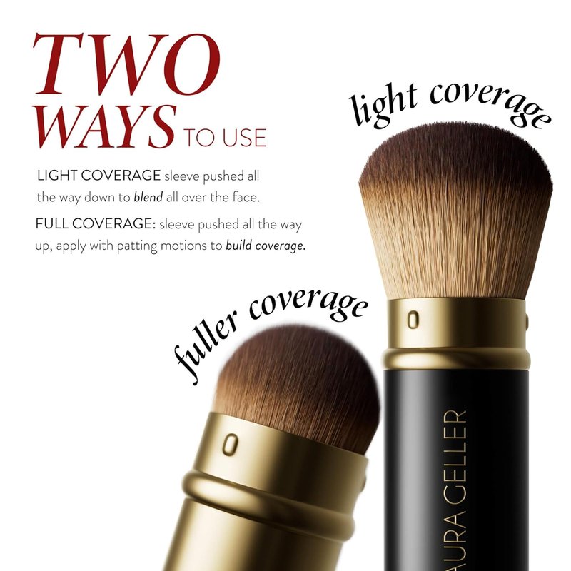 Laura Geller Baked Balance-N-Glow Foundation | Illuminating Color Correcting - Light Shade with Kabuki Brush Set
