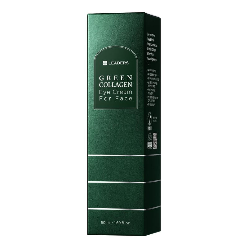 LEADERS Green Collagen Eye Cream for Face – Vegan Anti-Aging Eye Treatment, Reduces Fine Lines & Dark Circles Without Irritation, Improves Skin Elasticity & Hydration, Softens Wrinkles, 50ml