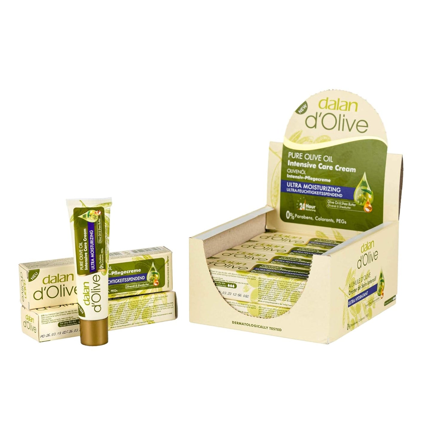 Dalan d'Olive Intensive Care Cream - Nourishing Moisturizer for Dry Skin | 12 Pack