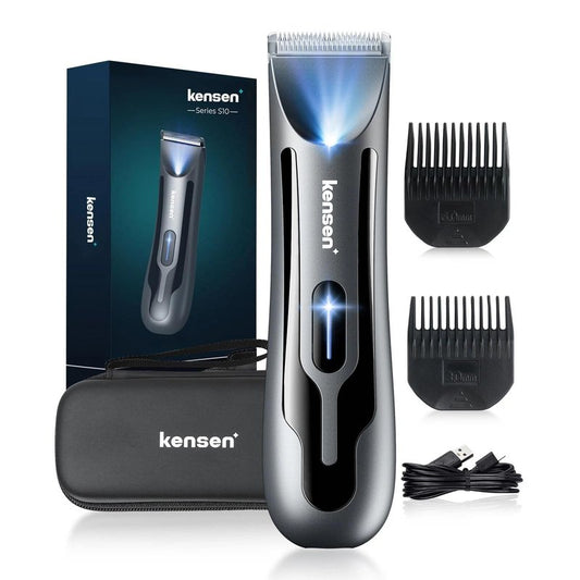 kensen Body Hair Trimmer for Men - Manscape Electric Shavers for Men, Rechargeable Pubic Hair Trimmer with Replaceable Ceramic Blade Head IPX7 Waterproof Wet/Dry Groin Trimmers Ball Shaver (Black)
