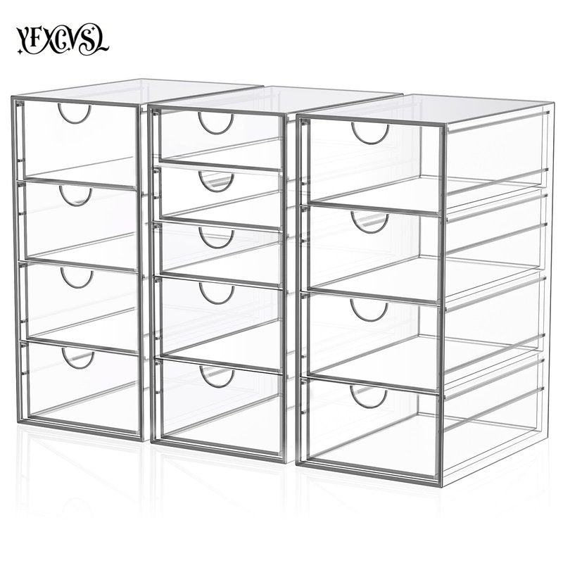 Acrylic Desk Organizers And Accessories With 13 Drawers, Office Desktop Drawers, Plastic Makeup Organizer Containers Bins With Drawers Desk Organization, Bathroom Organizers Storage Case Box Cube