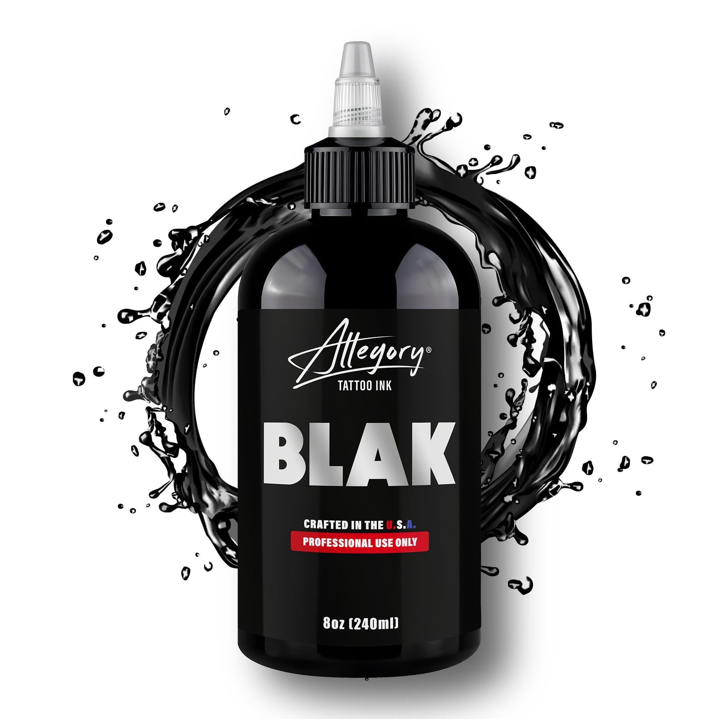 Allegory Tattoo Ink – Blak, Premium Black Tattoo Ink, Perfect for Lining and Shading, Smooth, Consistent Pigment, Vegan Friendly Tattoo Color, Organic Ink, Crafted in the USA, 8 oz