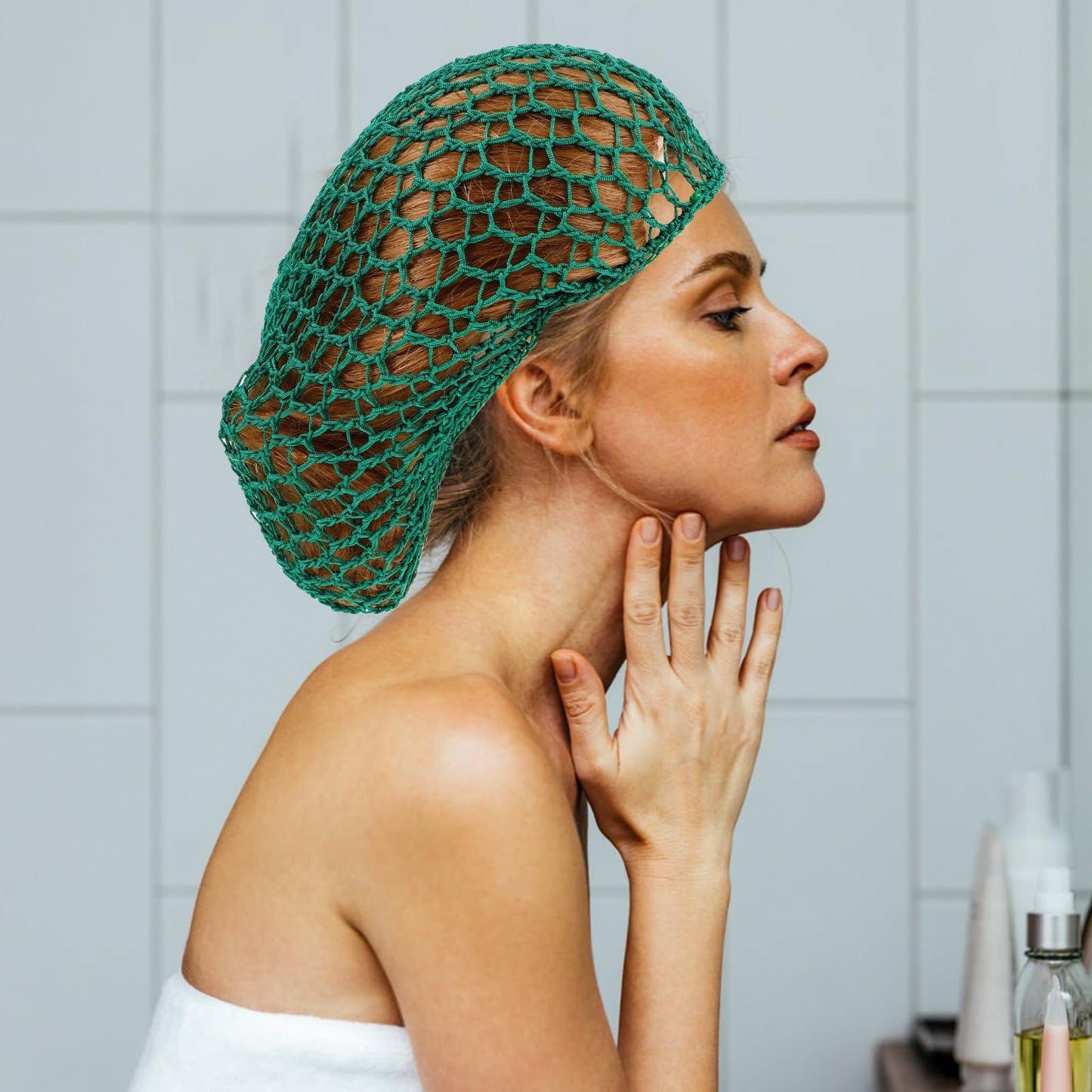 2 Pack Long Sleeping Hat Mesh Hair Protector Stretchy Crochet Net Cap Comfortable Fit 11.81X11.02 Inch Durable Night Hair Net for