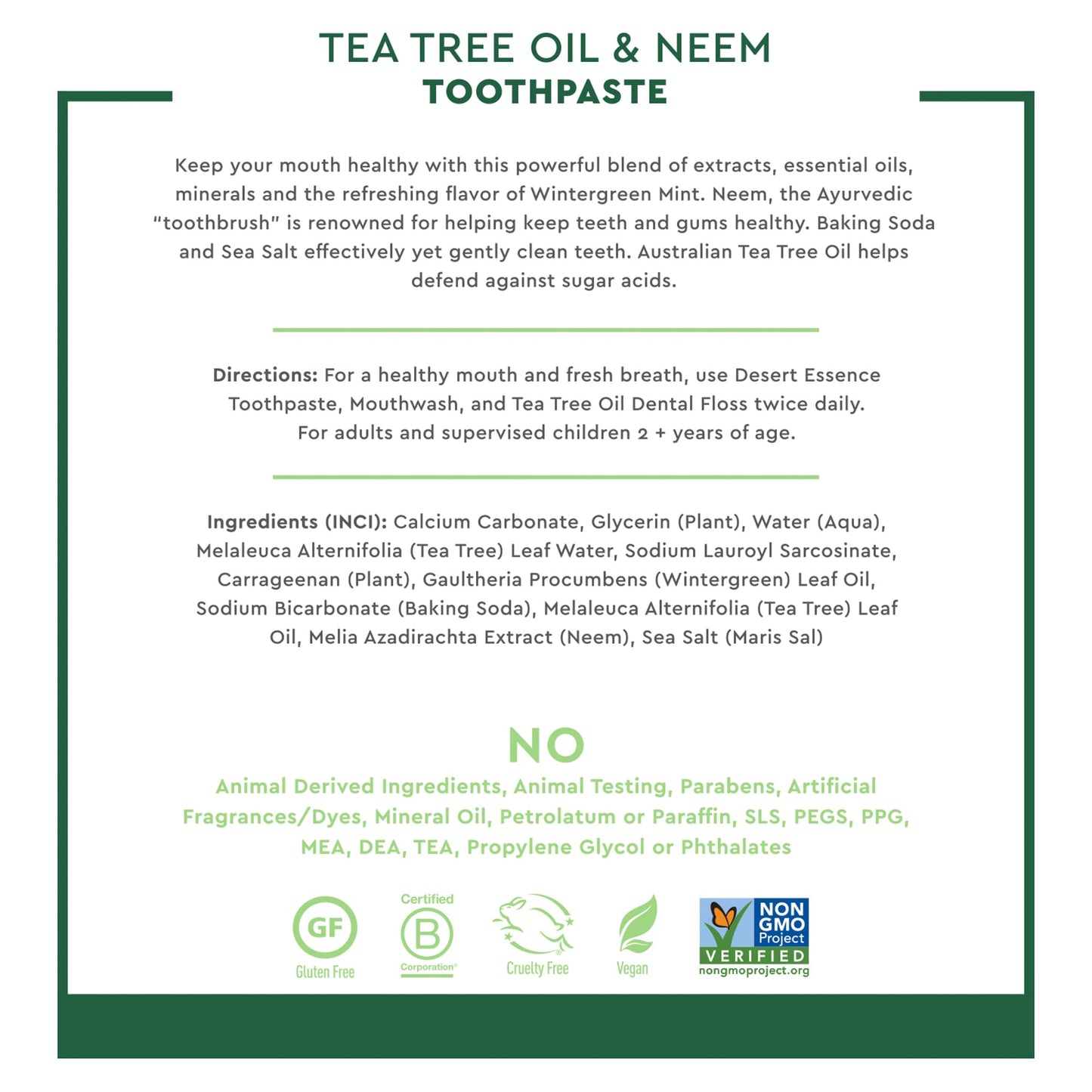 Tea Tree Oil & Neem Wintergreen Toothpaste (6pk)