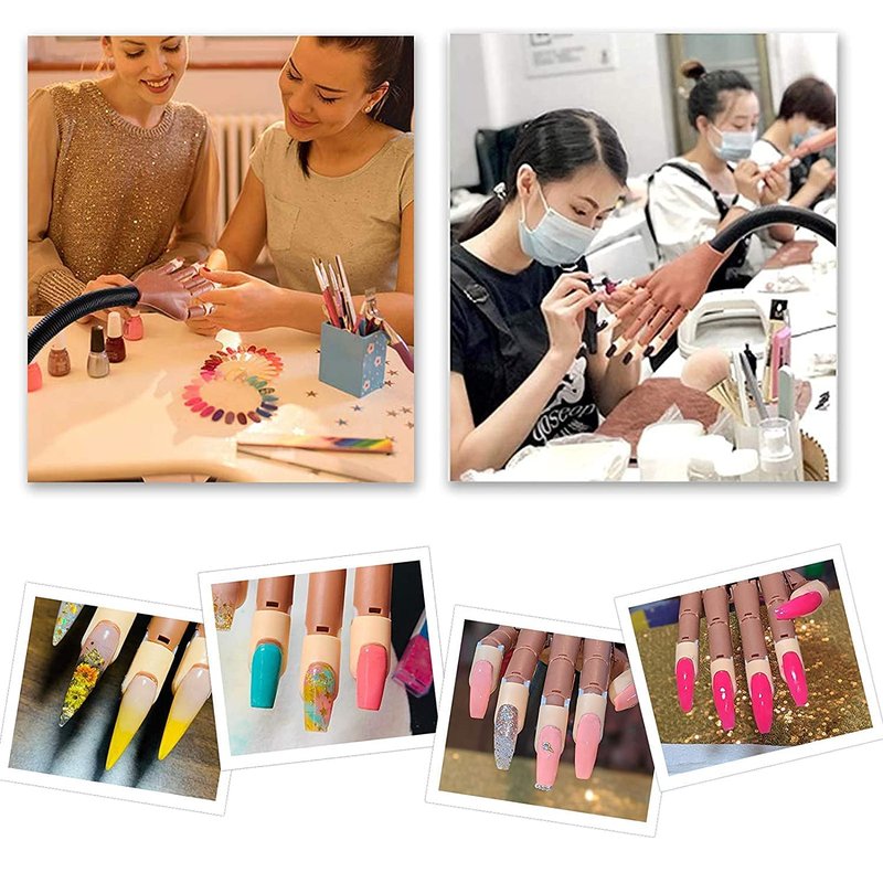 Nail Training Hands for Acrylic Nails, Flexible Nail Practice Hand Training Kits, Fake Manican Hands for Nails Practice with 300 PCS Nail Tips, Nail Files and Clipper for Nail Technician and Beginner