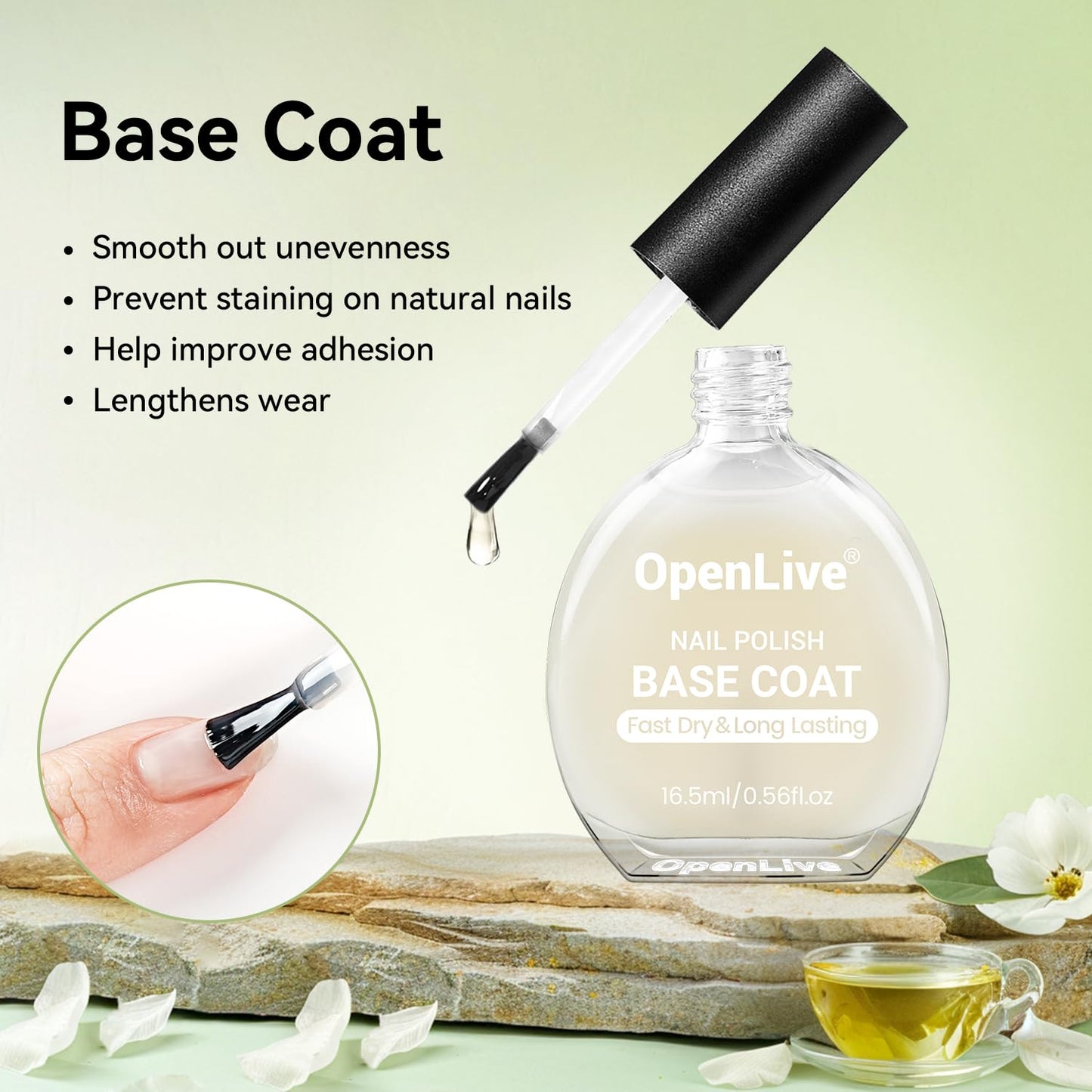 Quick Dry Nail Polish Set - Base & Top Coat, High-Gloss Finish | 16.5ml for DIY Nail Art