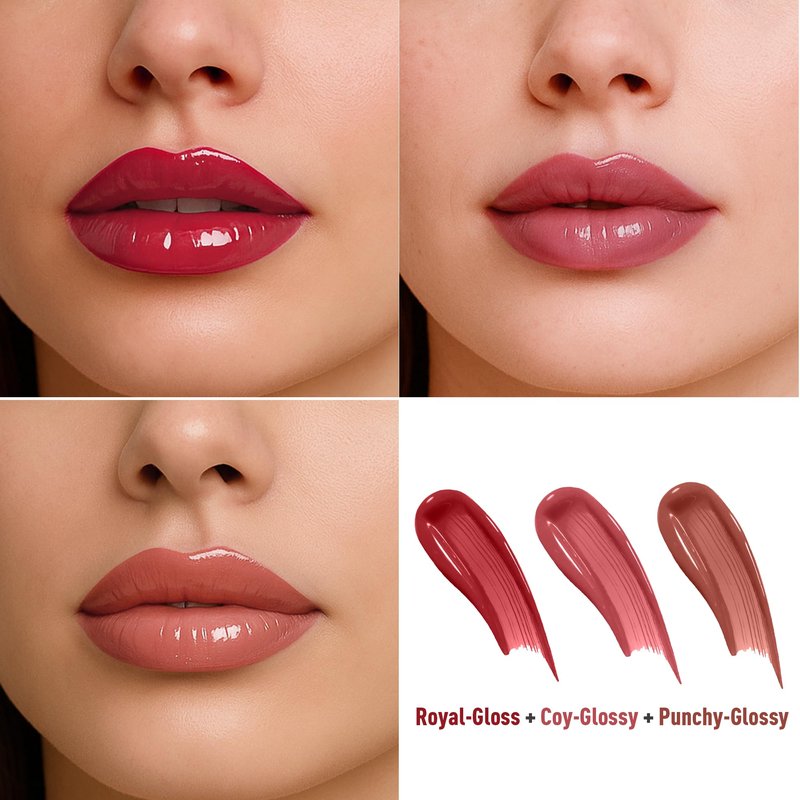 FV 3pcs Liquid Lipstick with High-Shine Finish, Highly Pigmented & Nourishing Formula, Long Lasting Lip Gloss for Women, Vegan & Cruelty-free, Royal+Coy+Punchy, 3.5mlx3