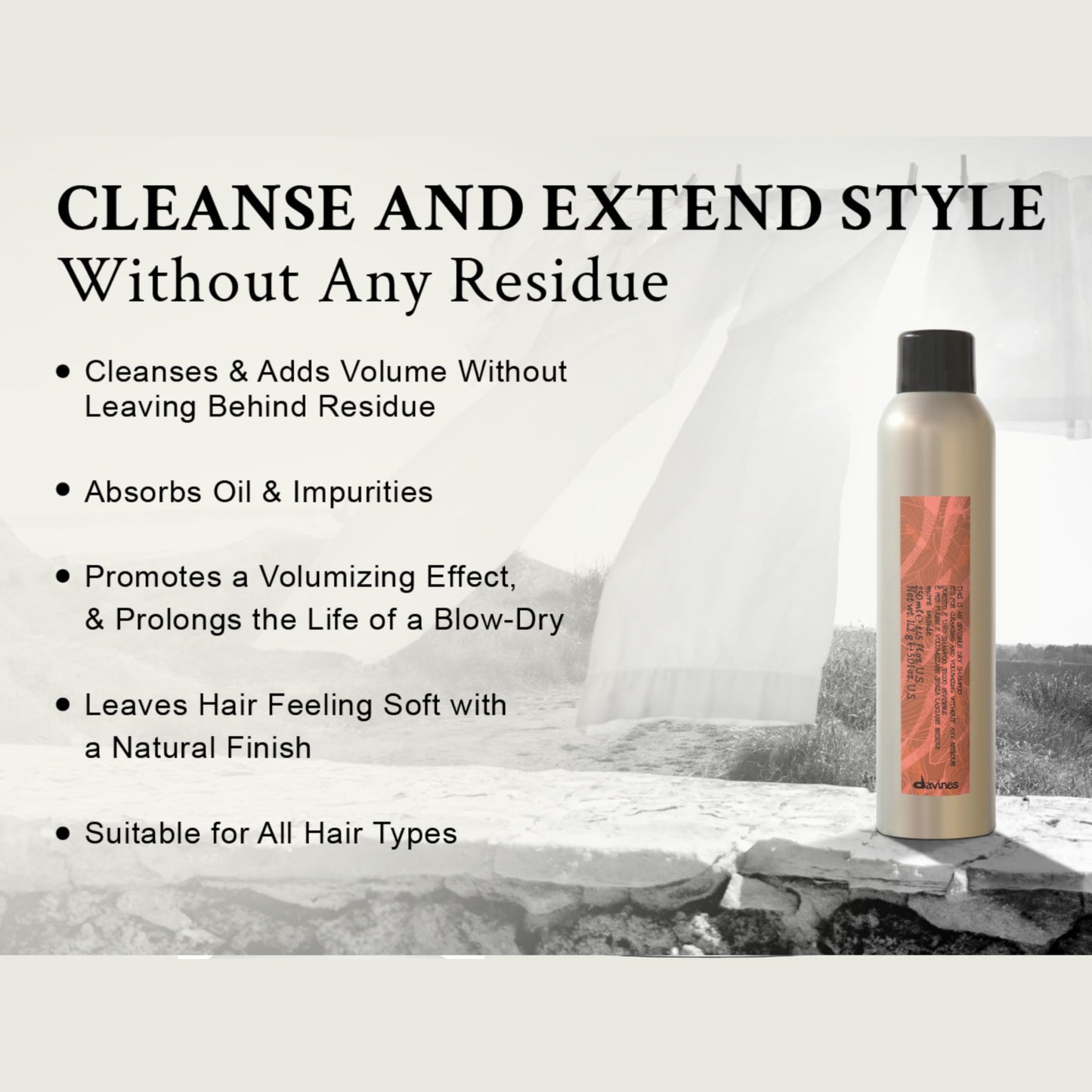 Davines This Is An Invisible Dry Shampoo, No Hold Refreshes & Cleans - Absorbs Oil & Extends Blowouts - No White Residue or Build-Up, 6.03 Fl Oz