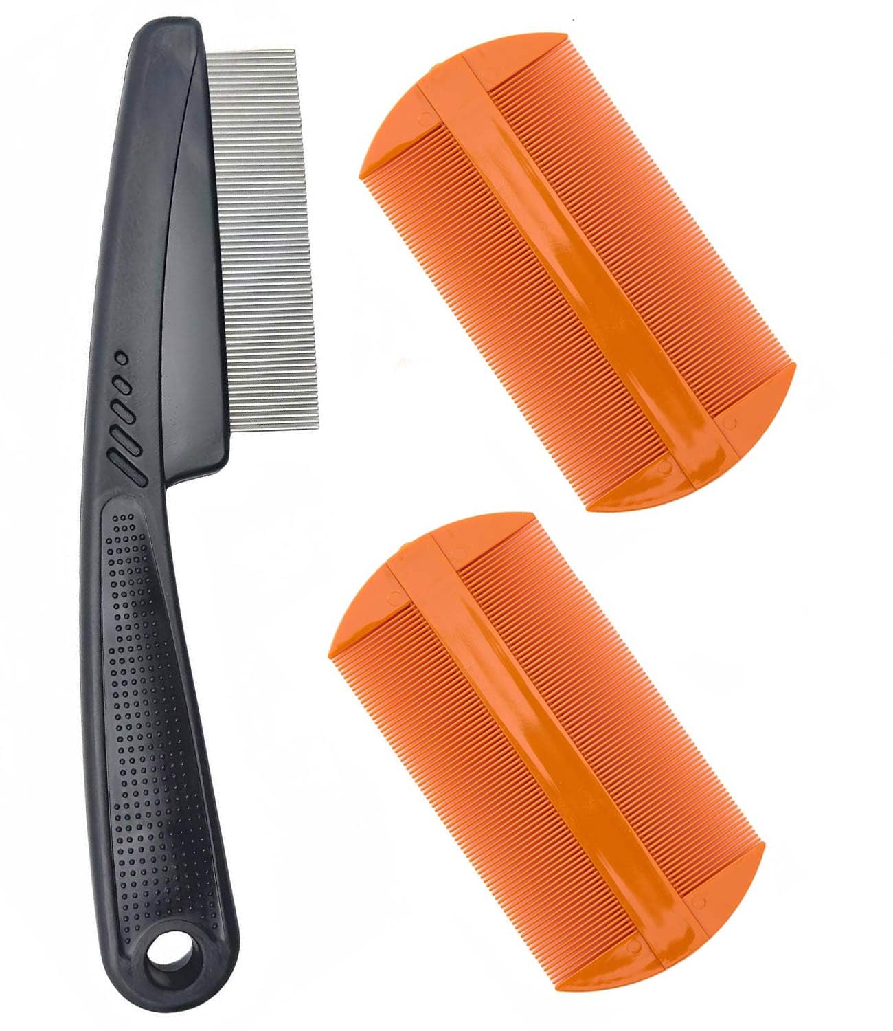 Dandruff Comb Fine Tooth Scalp Detox Comb Lice for Women, Men & Kids Stainless Steel Scalp Detoxing, Sweep & Massage Hair Brush Tool for Hair Care (1PC Brown)
