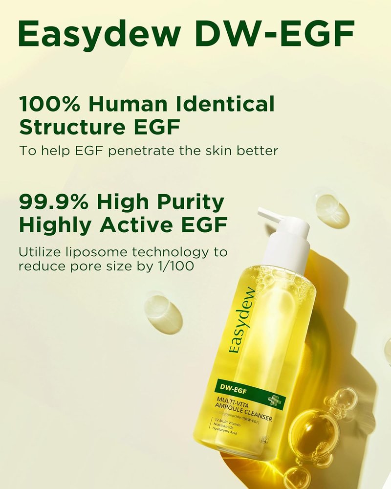 EASYDEW Multi Vita Ampoule Cleanser - Hypoallergenic Face Wash with EGF Peptide & Vitamins | 6.76 fl. oz.