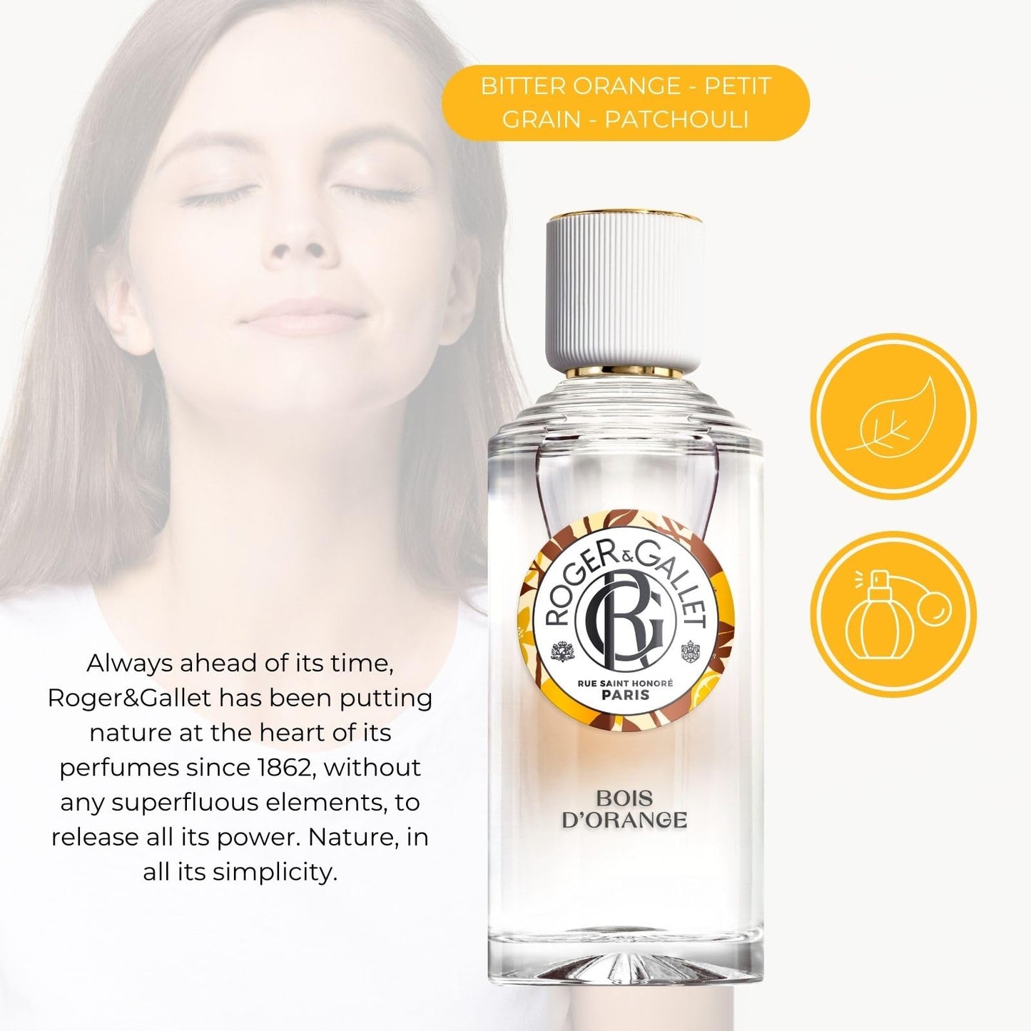 ROGER & GALLET | Fragrant Water Body Spray for Women | Bois D'Orange - Orange Wood 1 Oz.