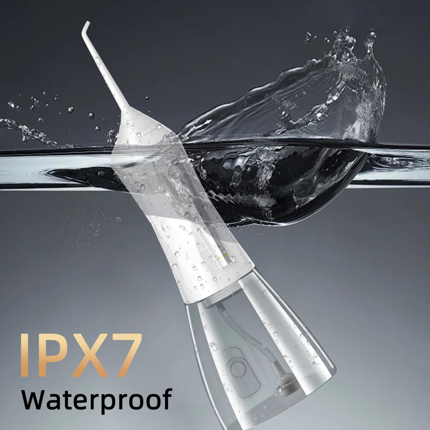 Water Flosser, 4 Modes, Portable 320ml Large Tank Water Flosser Oral Cleaner IPX7 Waterproof Cleaning Flosser for Home Travel (White)
