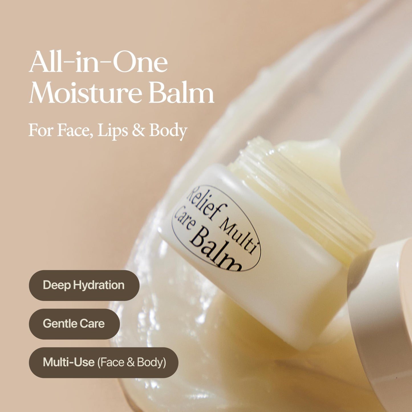LU'PIUM Relief Multi Care Balm - Vegan All-in-One Moisture Balm with Avocado Oil & Ceramide, Hydrating & Soothing Barrier Care for Face & Body (30g, 1.06 oz)