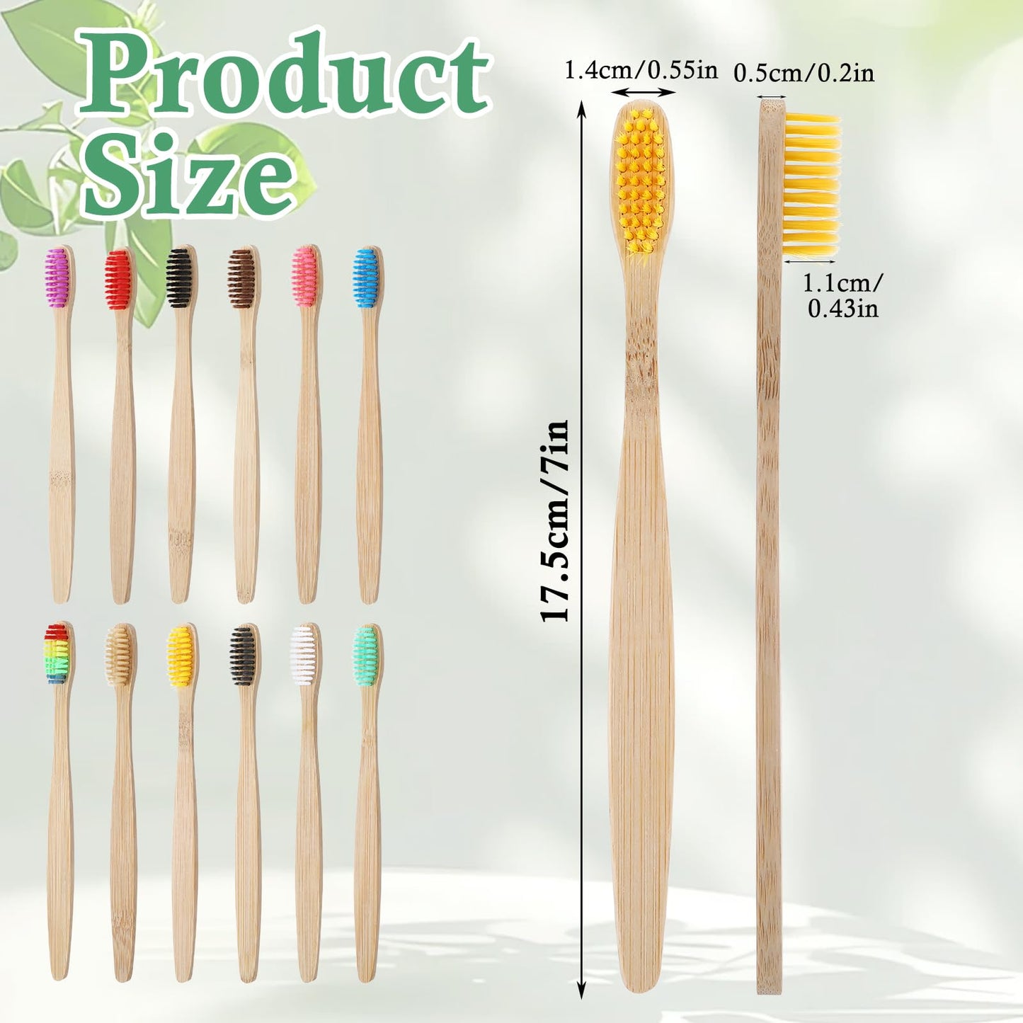 mekueeex 120 Pcs Bamboo Toothbrushes, Soft Bristle Toothbrush for Adults, Eco Friendly Natural Wooden Toothbrushes, Vegan Organic Bamboo Travel Tooth Brush, Individually Wrapped, 7 Inch 12 Color