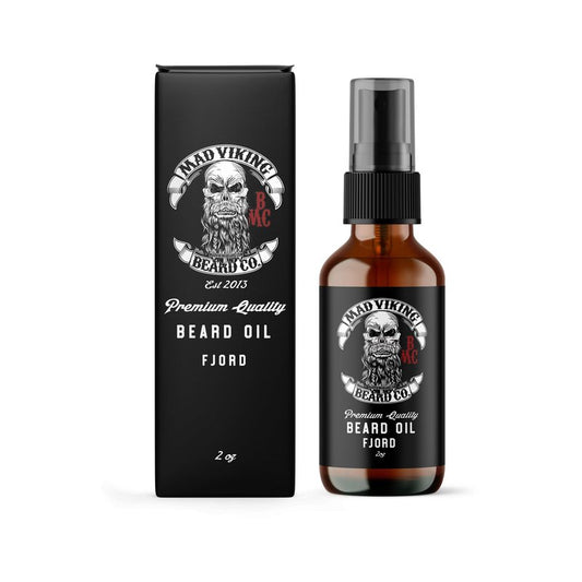 Mad Viking Fjord Beard Oil - Hydrate, Soften And Grow Your Beard Naturally. Fight Itch And Dandruff With A Crisp Yet Woodsy Mint, Orange, Cedarwood & Sandalwood Scent. Made In The USA - 2oz