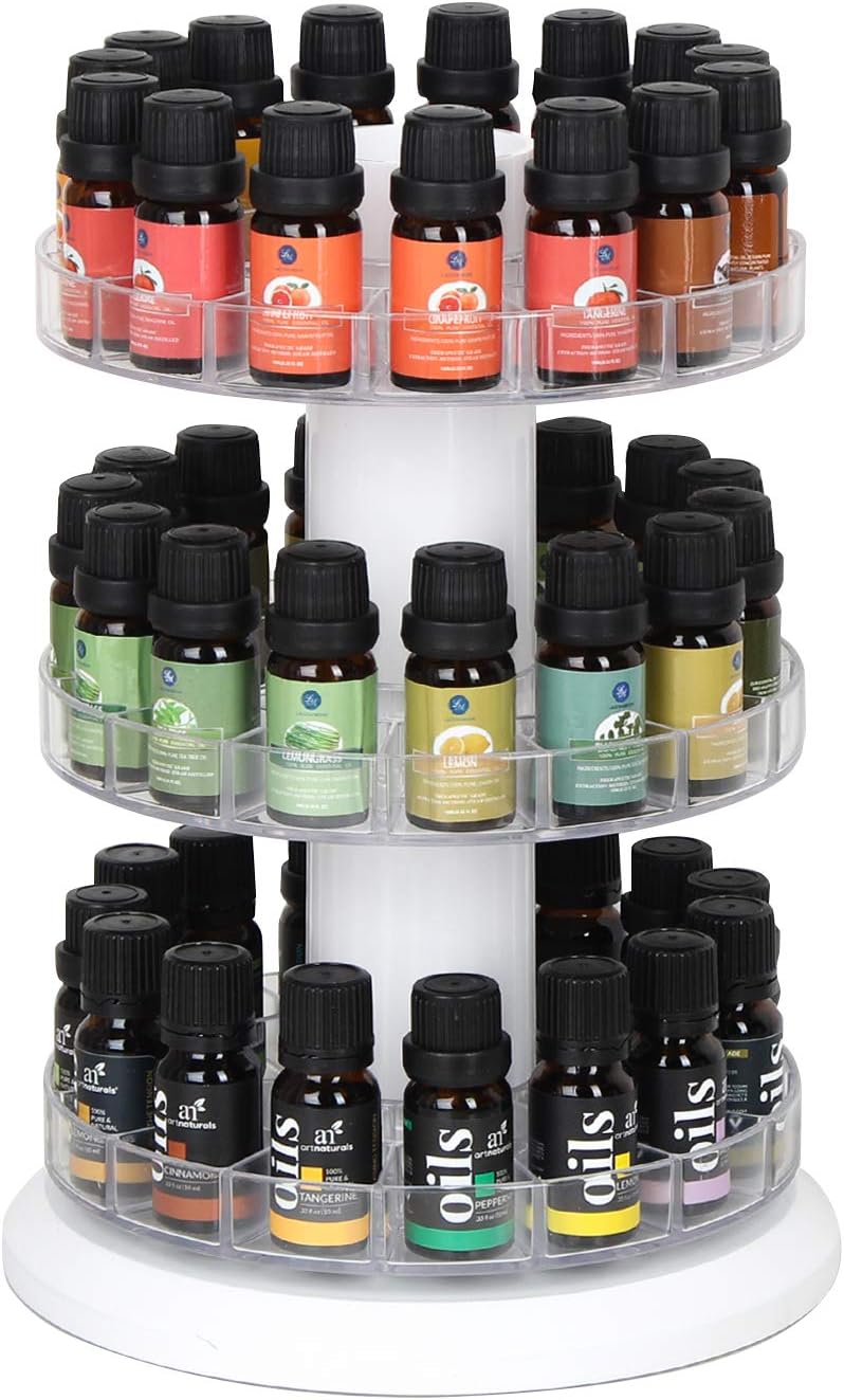Rotating Essential Oil Display Stand - Spinning Rack for 45 Bottles | 3-Tier Organizer & Storage Holder
