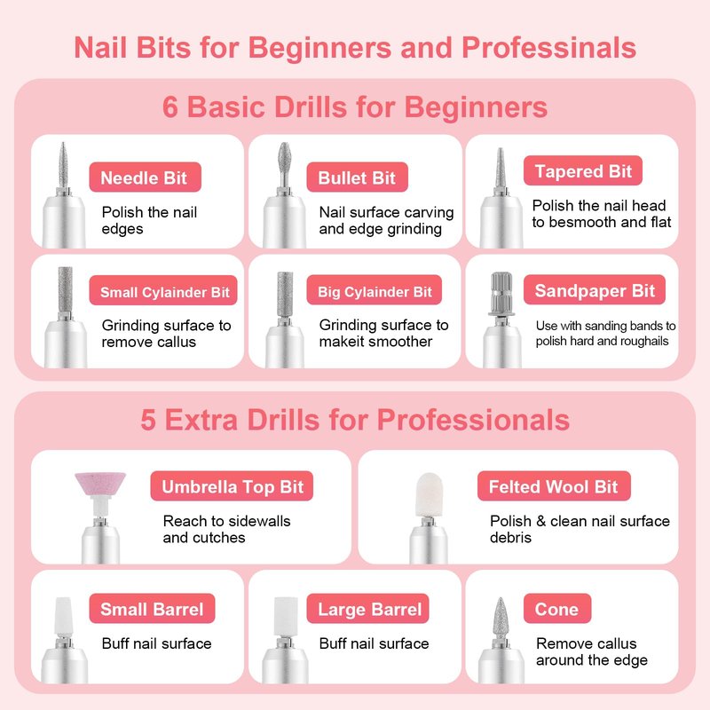 Nail Drill Machine Electric 45000RPM Rechargeable Portable Nail Drill Kit DIY Nail File Electric with Smart LCD Screen for Gel Nail Manicure and Pedicure Reflective Body etc(Crimson)