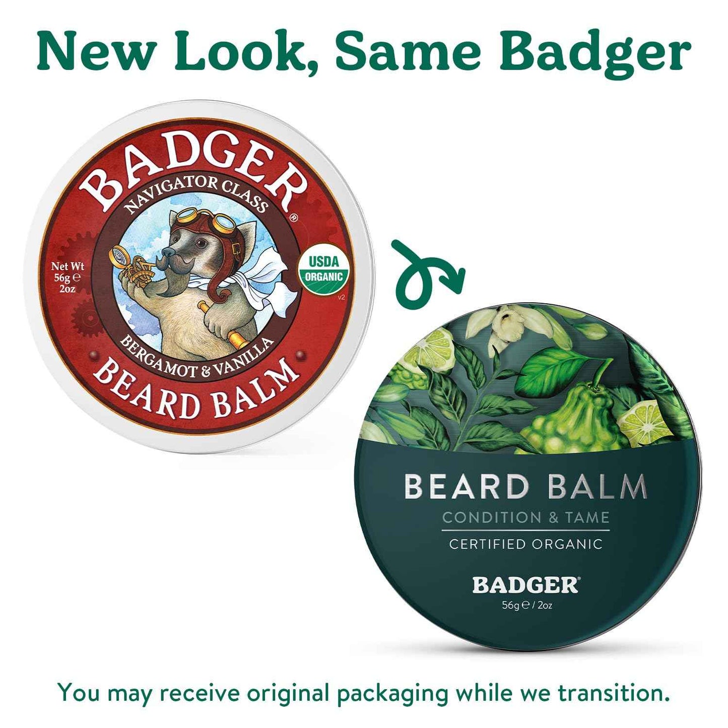 Badger Organic Beard Balm - Leave-In Conditioner, Styling & Moisturizing Treatment for Facial Hair & Mustache, 2 oz