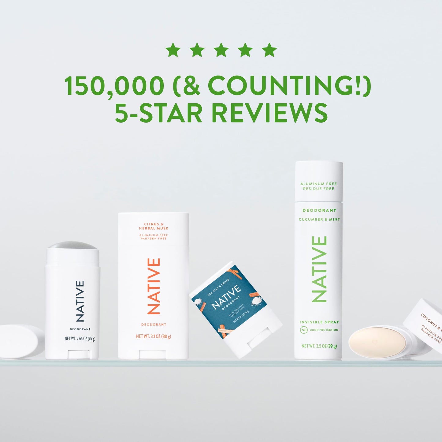 Native Sensitive Deodorant Contains Naturally Derived Ingredients, 72 Hour Odor Control | Deodorant for Women & Men, Aluminum Free with Baking Soda, Coconut Oil and Shea Butter, Cucumber & Mint