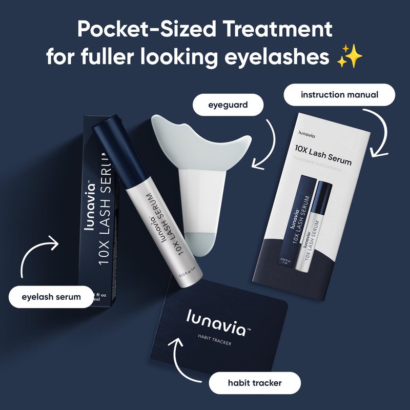 Lunavia 10X Lash Serum - Eyelash Serum with Peptide & Botanical Lash Conditioner for Healthier, Stronger-Looking Lashes - Nourishing Lash Serum with Ginseng Extract for Daily Lash Care