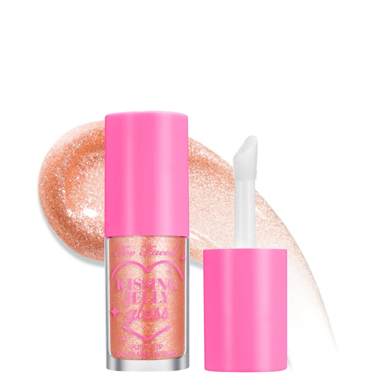 Too Faced Kissing Jelly Lip Oil + Gloss | Hydrating Lip Serum Treatment with Jojoba Oil for Instant Moisture and Glossy Shine, 0.15 Fl Oz, Cream Soda