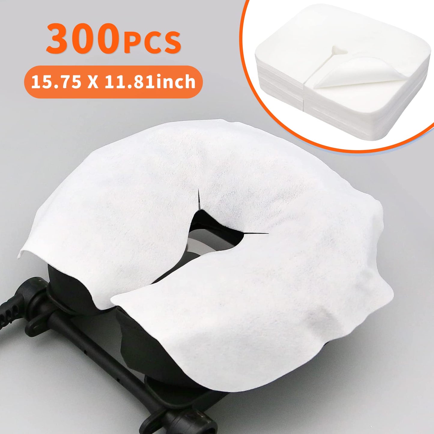 Sheikbeba 300 Count Disposable Face Cradle Covers, Massage Face Covers Medical-Grade Ultra Soft Large Headrest Covers for Massage Tables & Massage Chairs