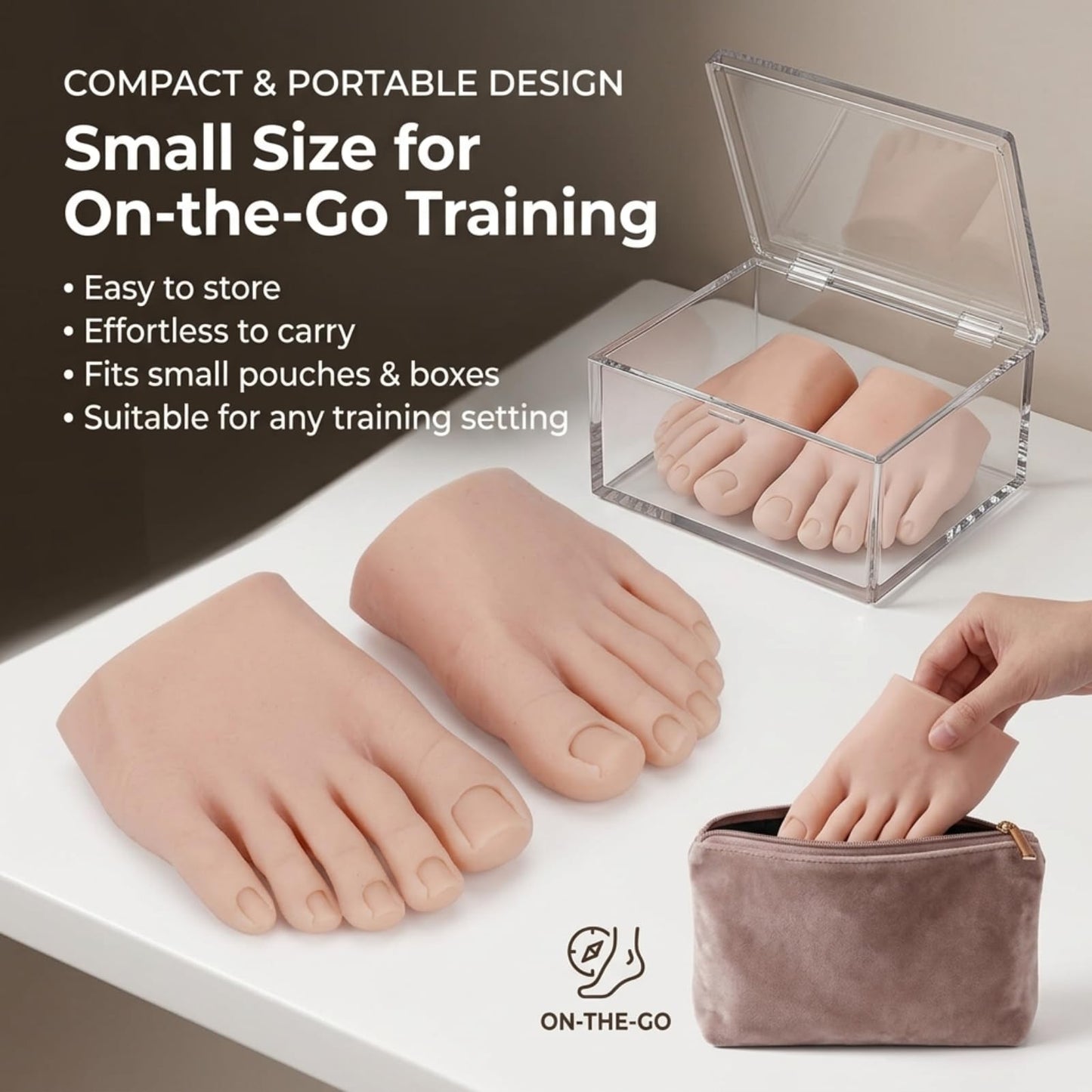 Nail Art Training Foot 1 Pair Fake Half Foot for Pedicure Practice, Soft Wear Resistance Silicone Practice Foot Pedicure Tattoo Practice Silicone Foot Model Acrylic Nails