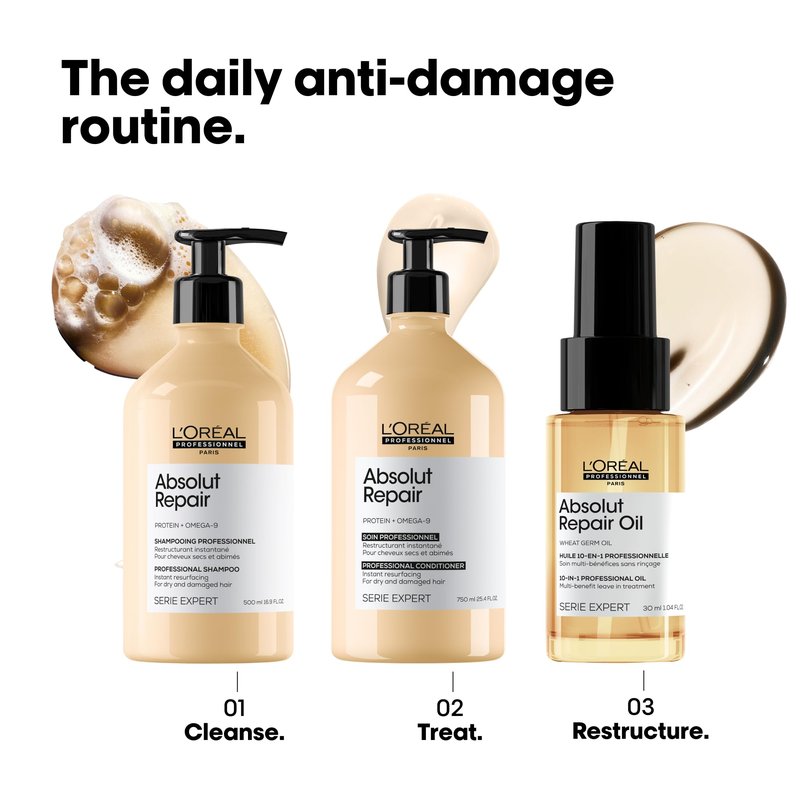 L'Oréal Professionnel Paris Absolut Repair 10-in-1 Oil – Nourishing Multi-Benefit Oil For Dry & Damaged Hair, Repairs Hair and Provides Shine