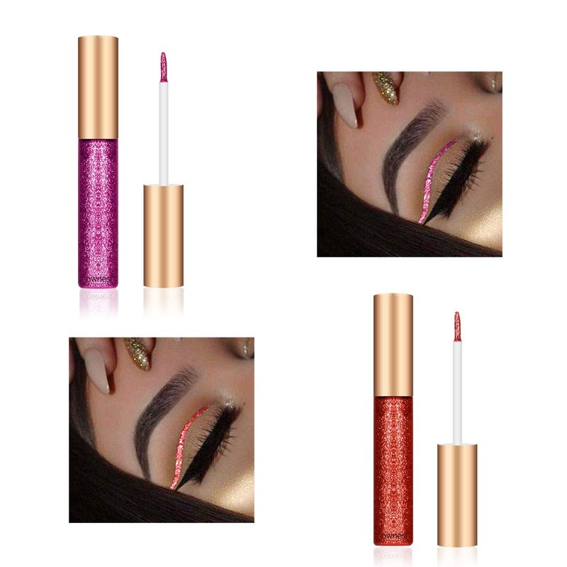 Ownest 10 Colors Liquid Glitter Eyeliner Set, Metallic Shimmer Liquid Eyeshadow Set, Long Lasting Waterproof Shimmer Sparkling Liquid Eyeliner & Shadow Duo, Glitter Eyes Makeup Kit