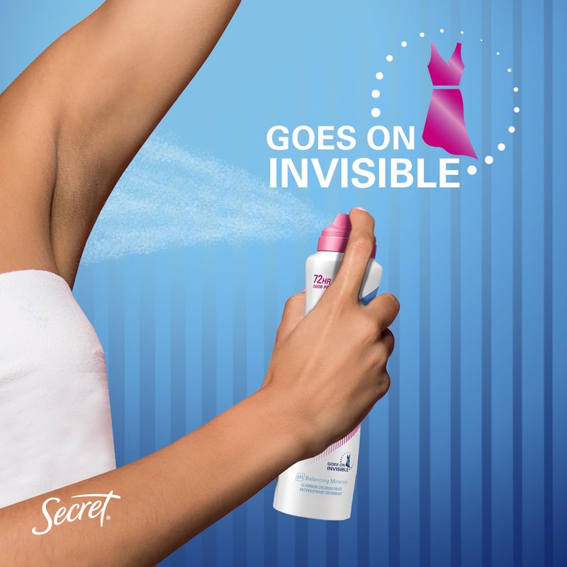 Secret Outlast Dry Spray Antiperspirant Deodorant for Women, 72hr Sweat & Odor Protection, PH Balancing Minerals, Protection Powder Scent, 4.1 oz (Pack of 3)