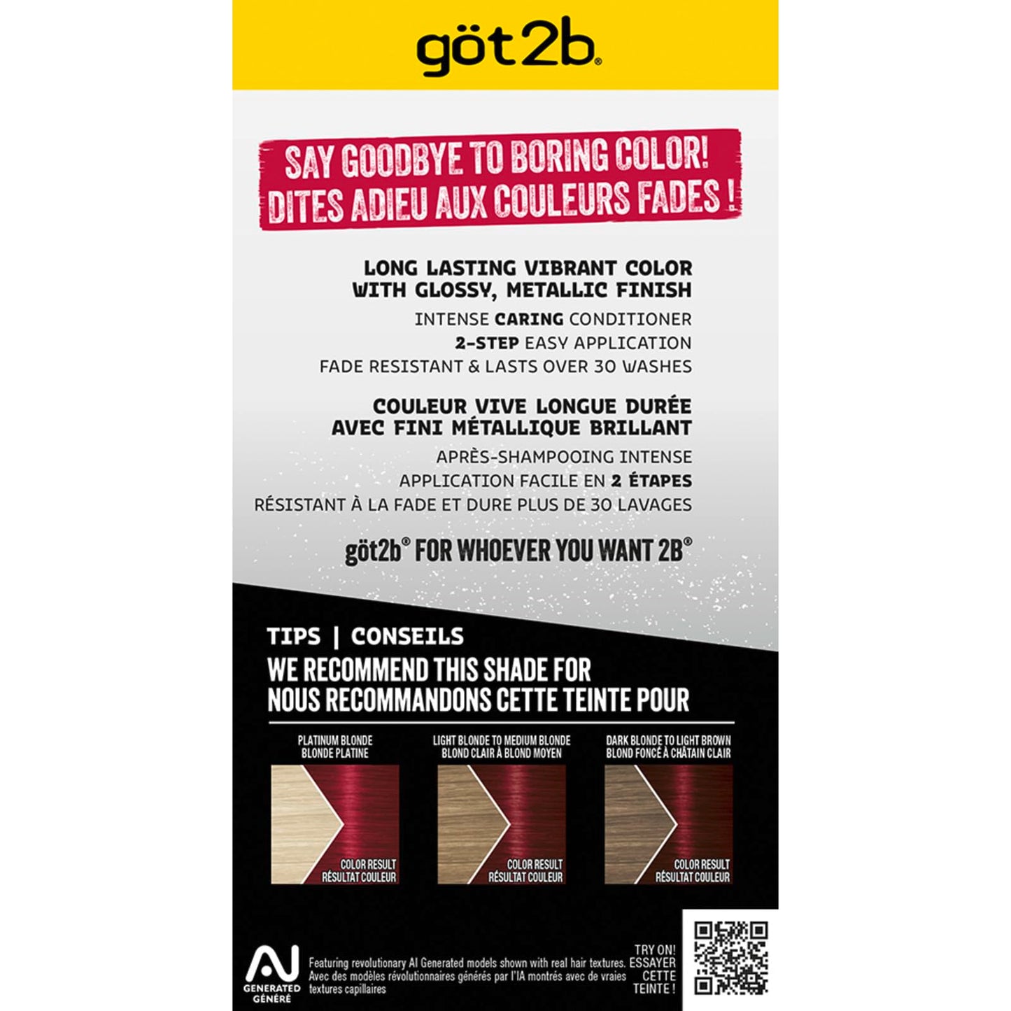 got2b Metallics Permanent Hair Dye, Cherry Red M70, Hair Color for Women & Men, Formulated with Metallic-Shine Booster for Cool, Shimmering Tones, Lasts Up to 30 Washes, 1 Kit