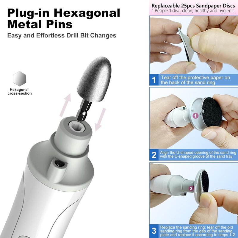Professional Cordless Electric Nail Drill - 2-in-1 File & Callus Remover | 15 Speed, LED Display for Home Salon & Foot Care
