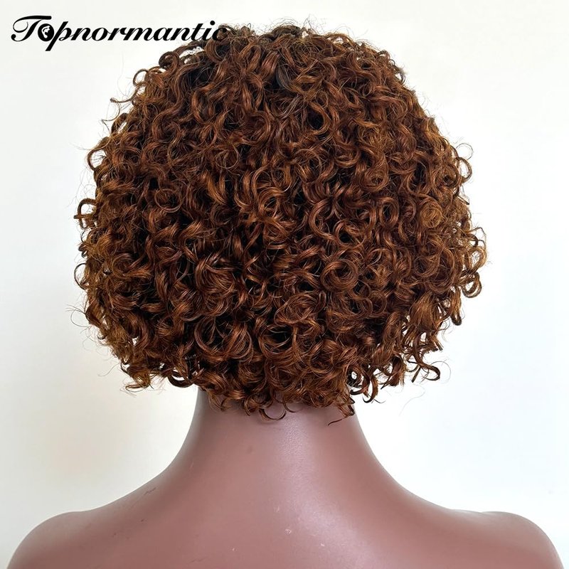 Topnormantic Short Curly Wigs for Black Women Human Hair 13x4 Ombre Honey Blonde Curly Lace Front Wigs Wigs Pre Plucked with Baby Hair 12A Brazilian Virgin Hair Glueless Pixie Cut Curly Wigs 6 Inch