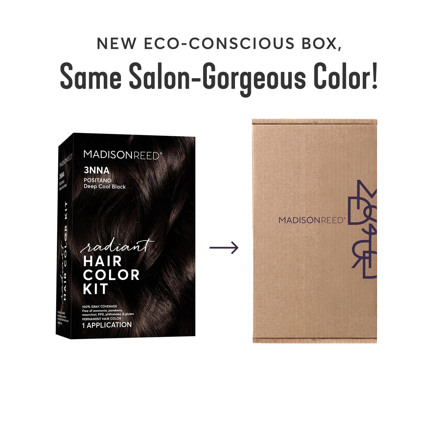 Madison Reed Radiant Hair Color Kit - 3NNA Cool Black-Brown with Ash Undertones (Positano Black), Salon-Quality Permanent Hair Dye, 100% Gray Coverage | PPD-Free & Ammonia-Free, 1 Pack