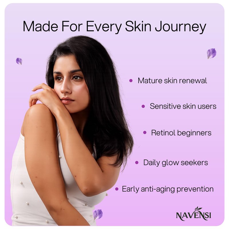 Navensi Bakuchiol Face Serum 50ml | Natural Retinol Alternative Bakuchiol Serum For Face With Hyaluronic Acid & Vitamin C | Hydrating, Firming & Anti Aging Serum for Wrinkles, Uneven Tone & Dull Skin