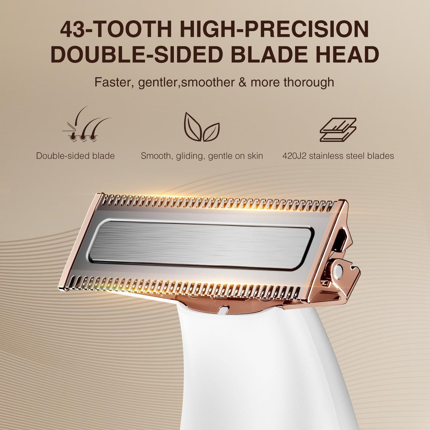 ANLAN Bikini Trimmer for Women, 2-in-1 Electric Shaver with Quiet Motor & 90min Rechargeable Battery, Waterproof IPX6 Razor, Painless Hair Removal for Sensitive Skin, Face & Body