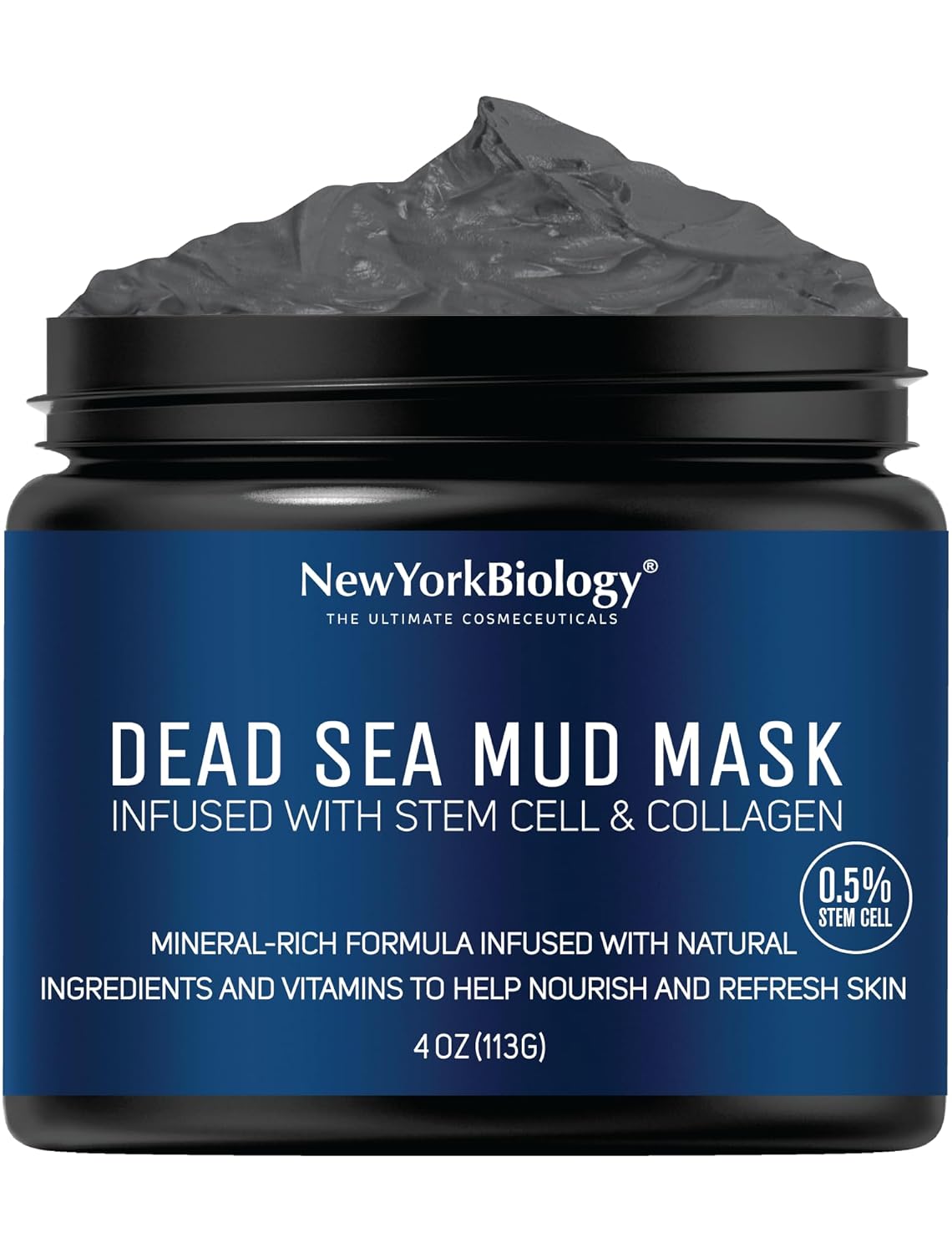 Dead Sea Mud Mask for Face & Body - Spa Quality Pore Refiner with Stem Cell & Collagen | Natural Skincare for Oily Skin | 4 oz