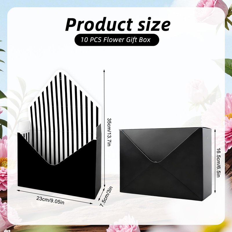 10 Pcs Florist Bouquet Envelope Boxes,Pink Stripe Style Flower Bouquet Package Gift Folding Paper Boxes for Florist Arrangements,Weddings,Birthdays,Mother's Day,Parties, Large Size 9.05 x 3 x 13.7Inch
